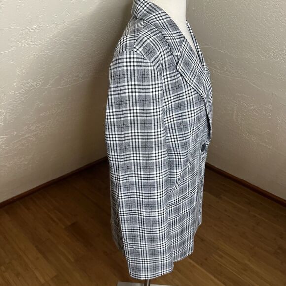 ASOS Design Blazer Womens 6 Black White Glen Plaid Check Long Sleeve Corpcore - Picture 9 of 12
